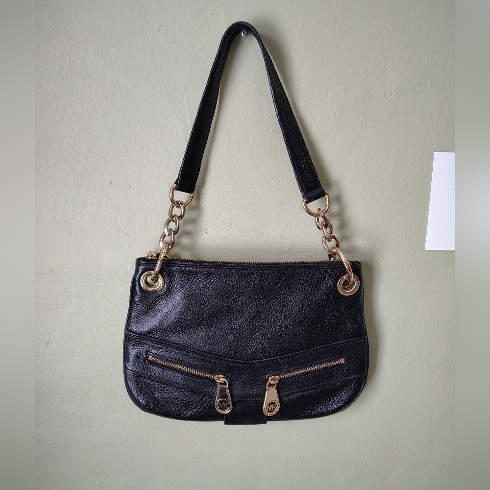 Michael Kors Jamesport Black Leather Shoulder Bag